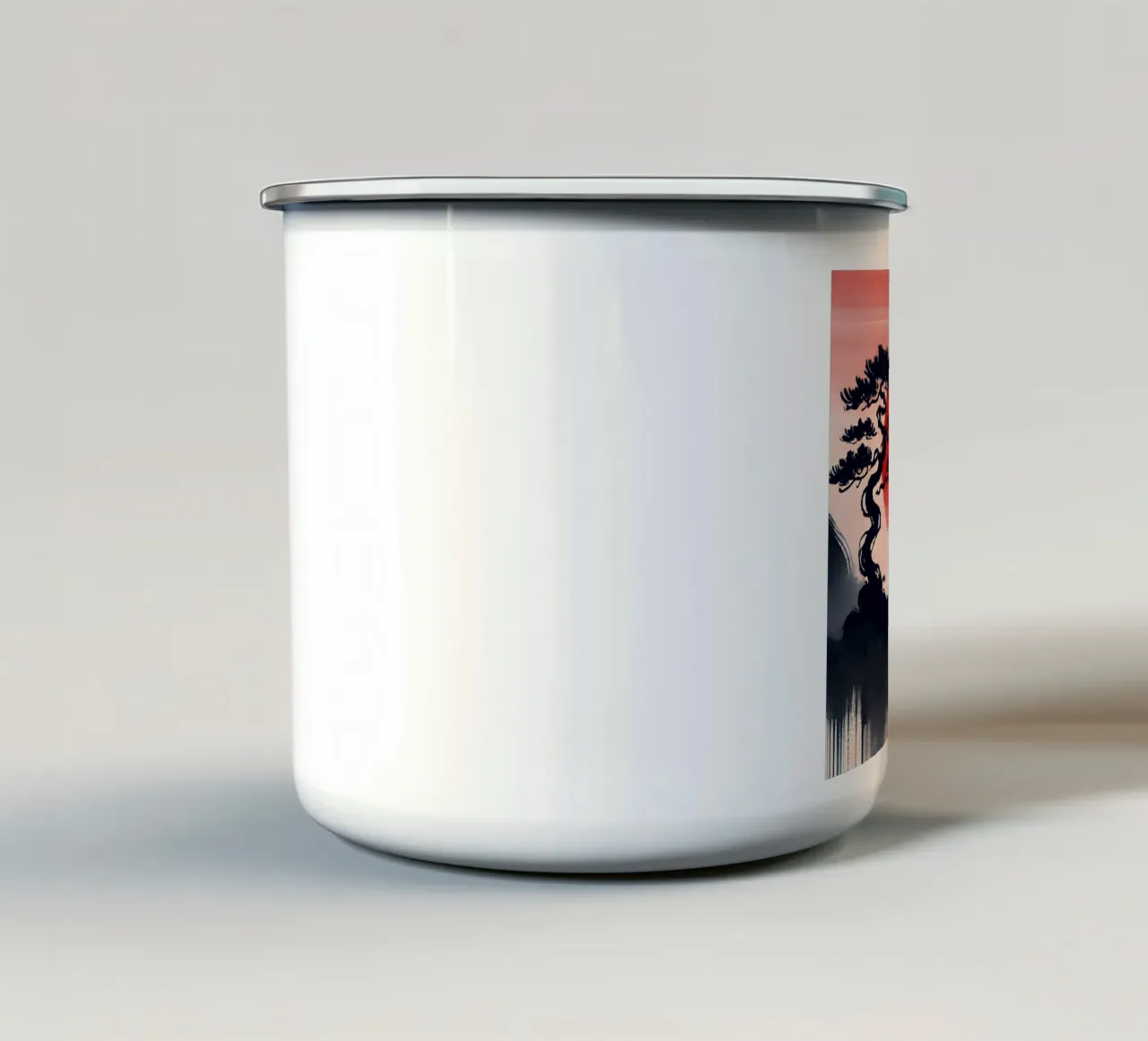 Meditazione - Stile Sumi-e tazza in smalto da spiritual