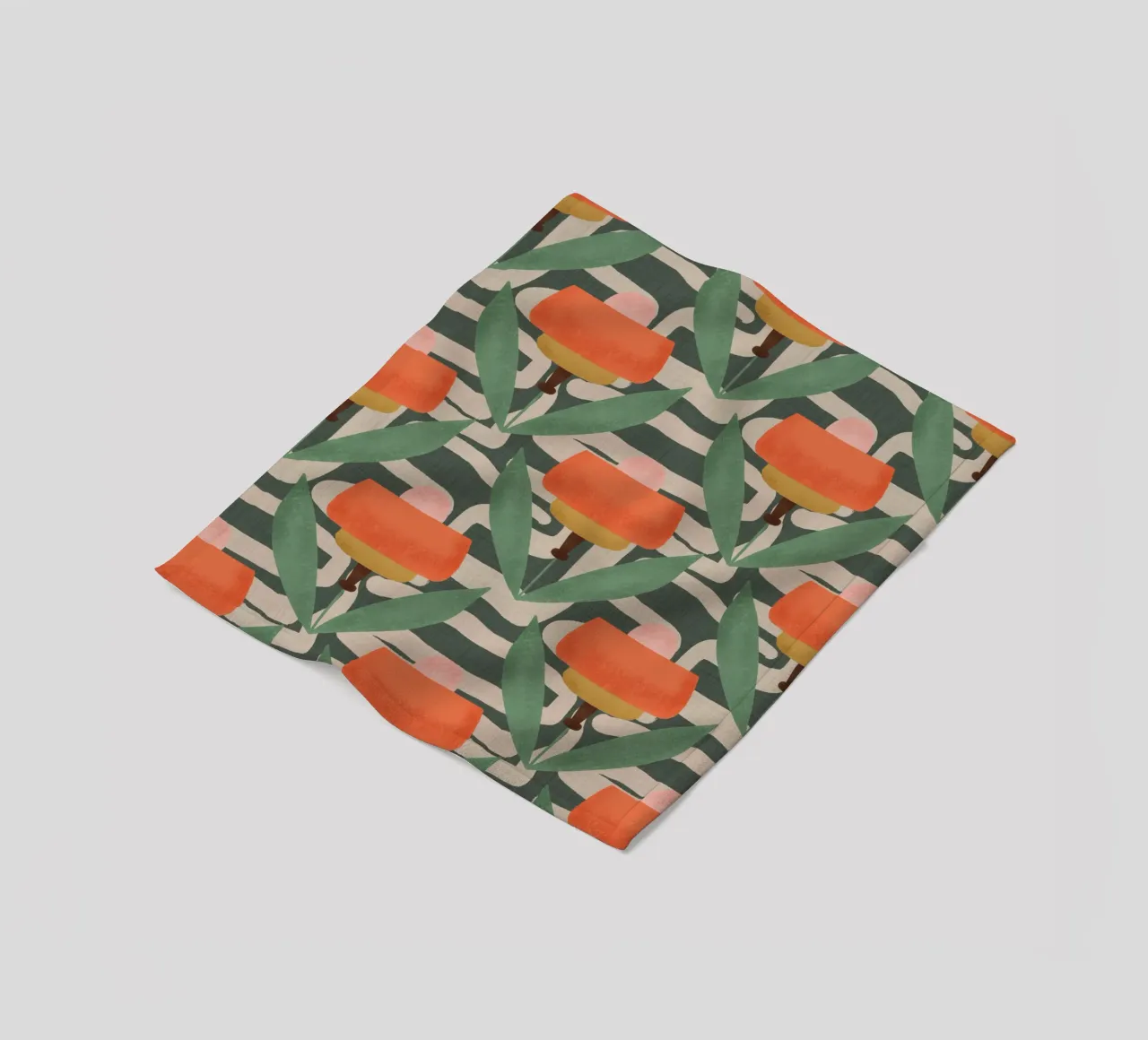 Papaveri botanici retrò - Fiore moderno di metà secolo, verde coperta in pile da susanacosta