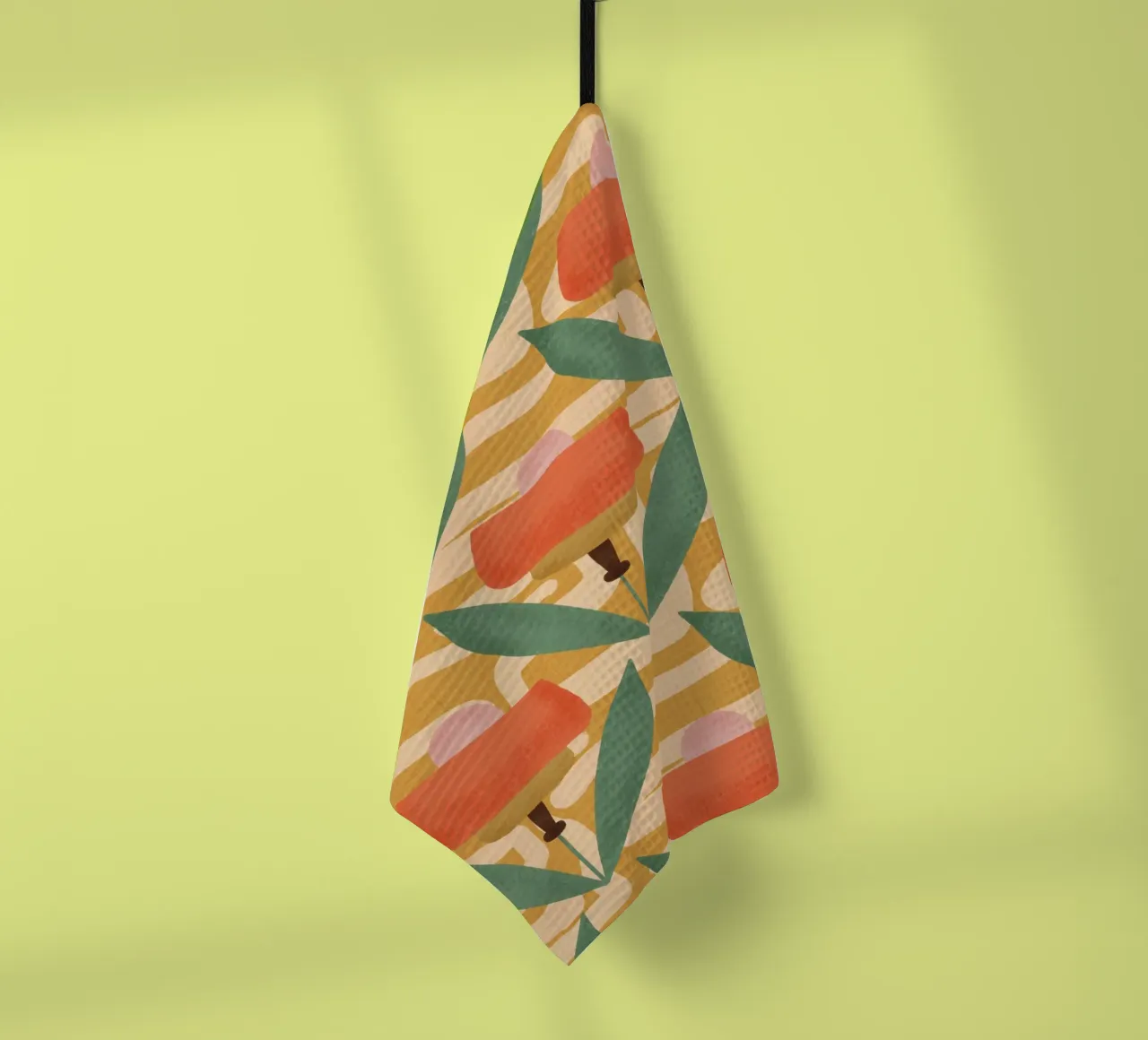 Papaveri botanici retrò - Fiore moderno di metà secolo, giallo canovaccio da cucina da susanacosta