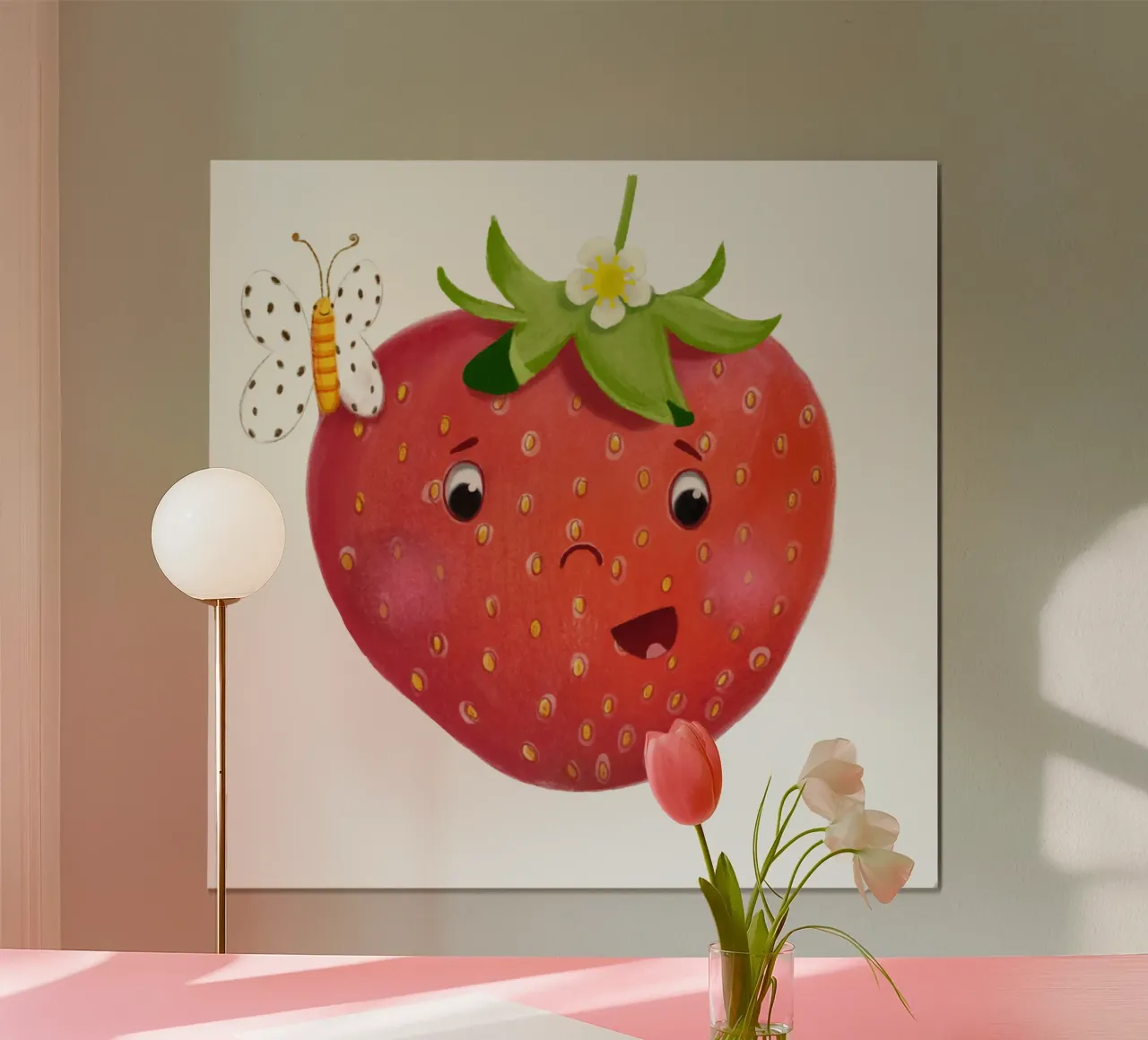 Süße Erdbeere poster with plastic frame by Honigbrombeere