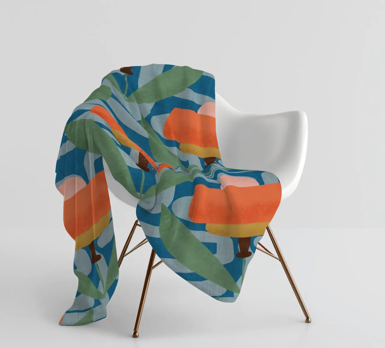 Papaveri botanici retrò - Fiore moderno di metà secolo blu coperta in pile da susanacosta