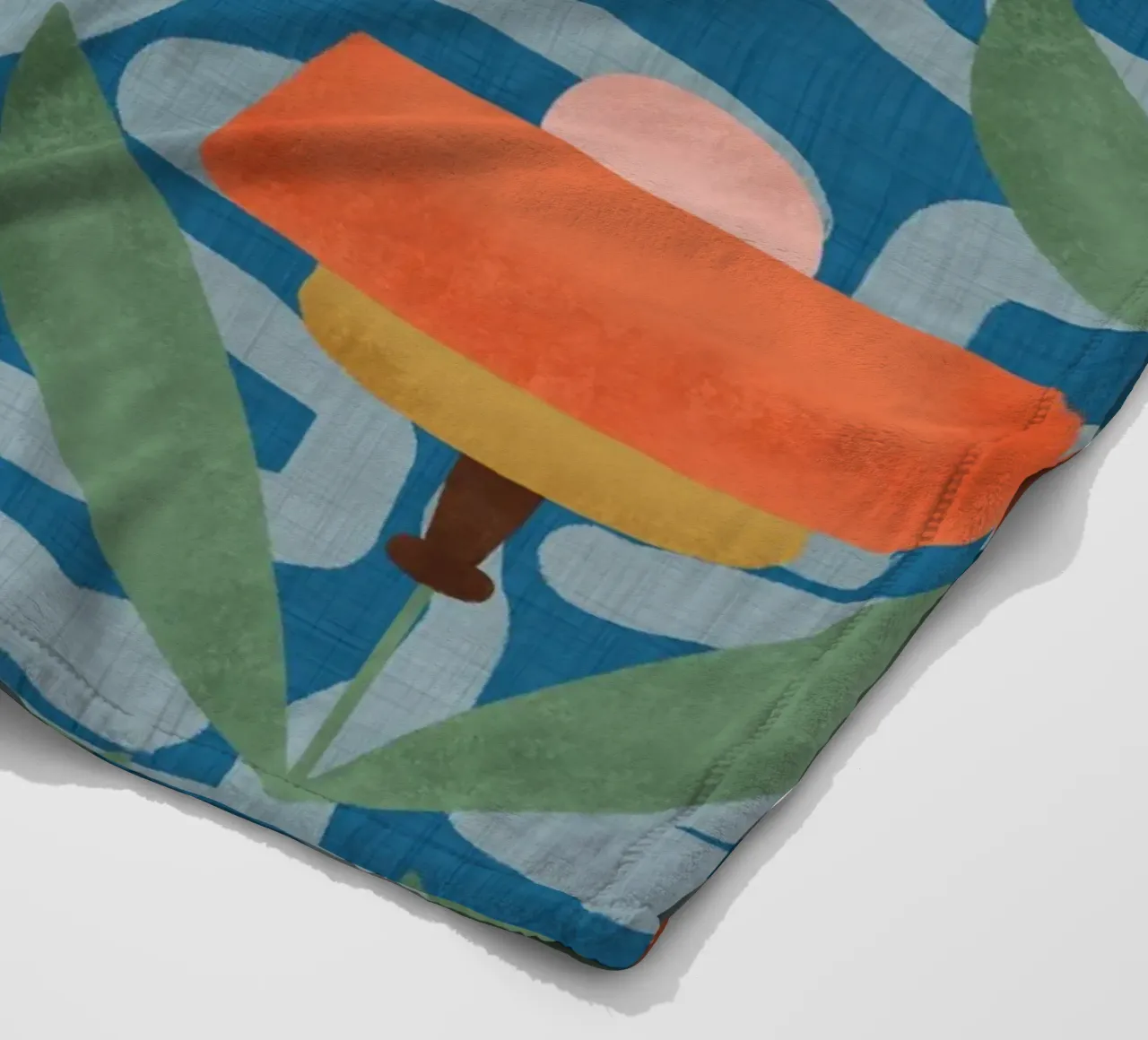 Papaveri botanici retrò - Fiore moderno di metà secolo blu coperta in pile da susanacosta