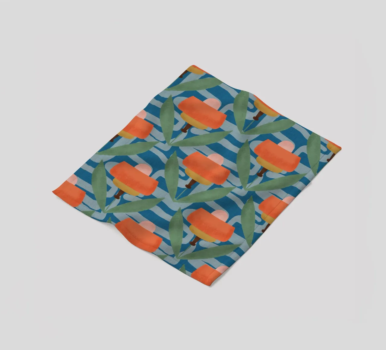Papaveri botanici retrò - Fiore moderno di metà secolo blu coperta in pile da susanacosta