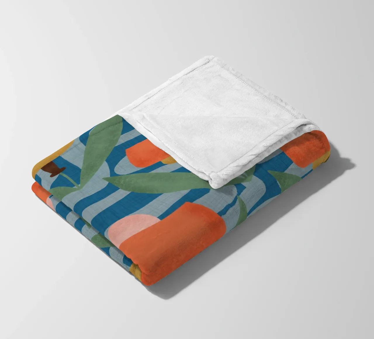 Papaveri botanici retrò - Fiore moderno di metà secolo blu coperta in pile da susanacosta
