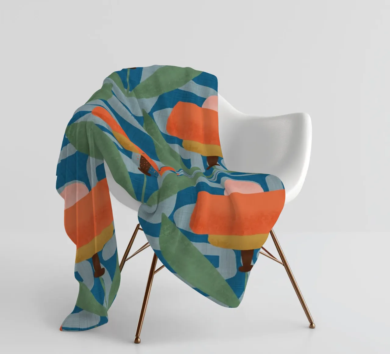 Papaveri botanici retrò - Fiore moderno di metà secolo blu coperta in pile da susanacosta