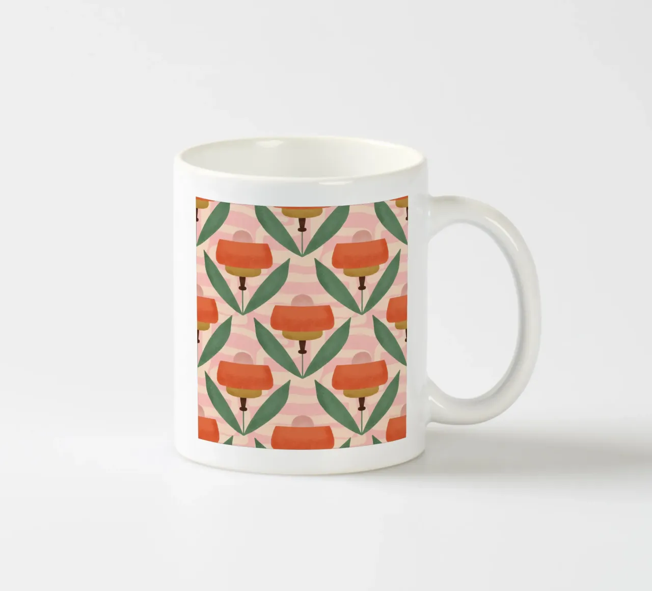 Papaveri botanici retrò - Fiore moderno del metà secolo rosa tazza in ceramica da susanacosta