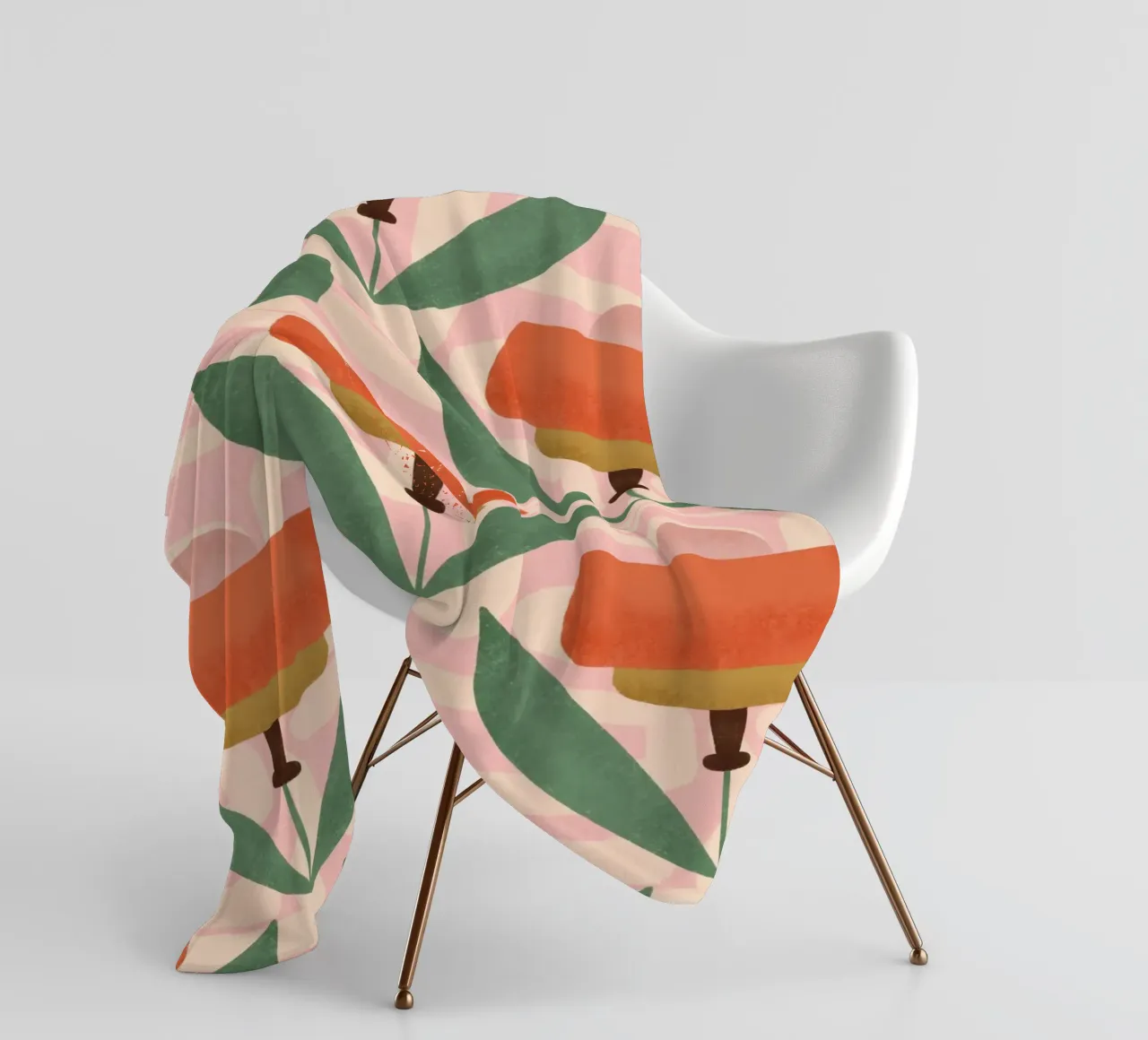Papaveri botanici retrò - Fiore moderno del metà secolo rosa coperta in pile da susanacosta