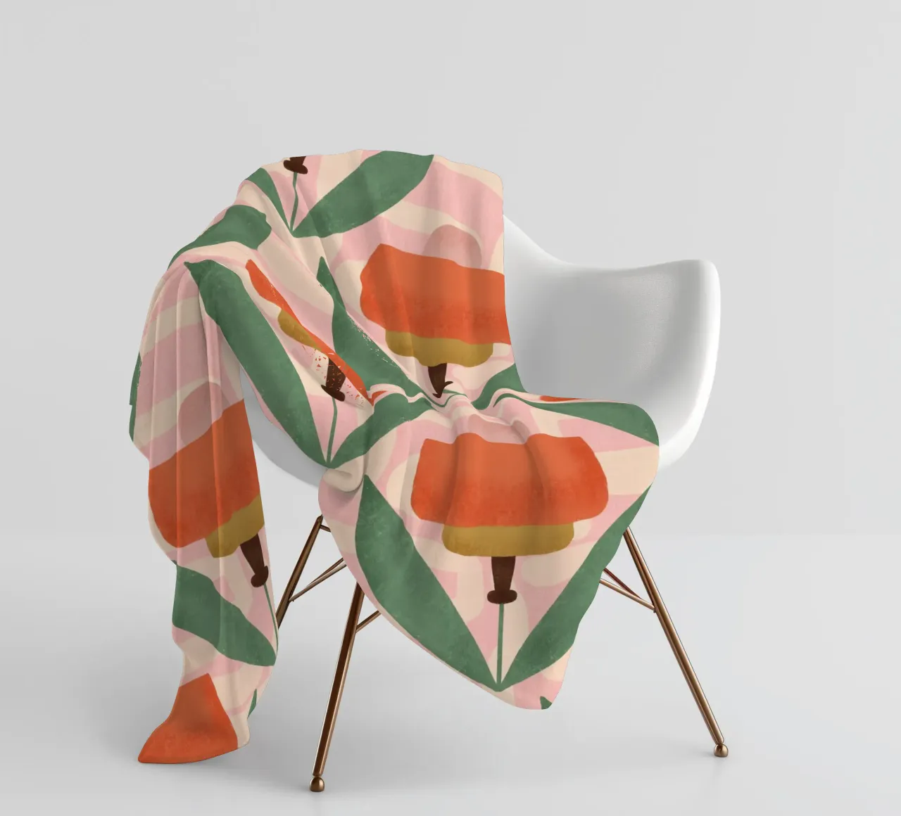 Papaveri botanici retrò - Fiore moderno del metà secolo rosa coperta in pile da susanacosta
