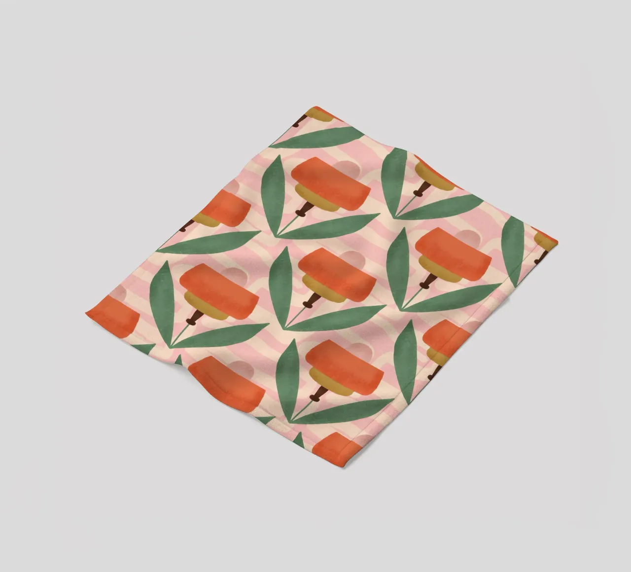 Papaveri botanici retrò - Fiore moderno del metà secolo rosa coperta in pile da susanacosta