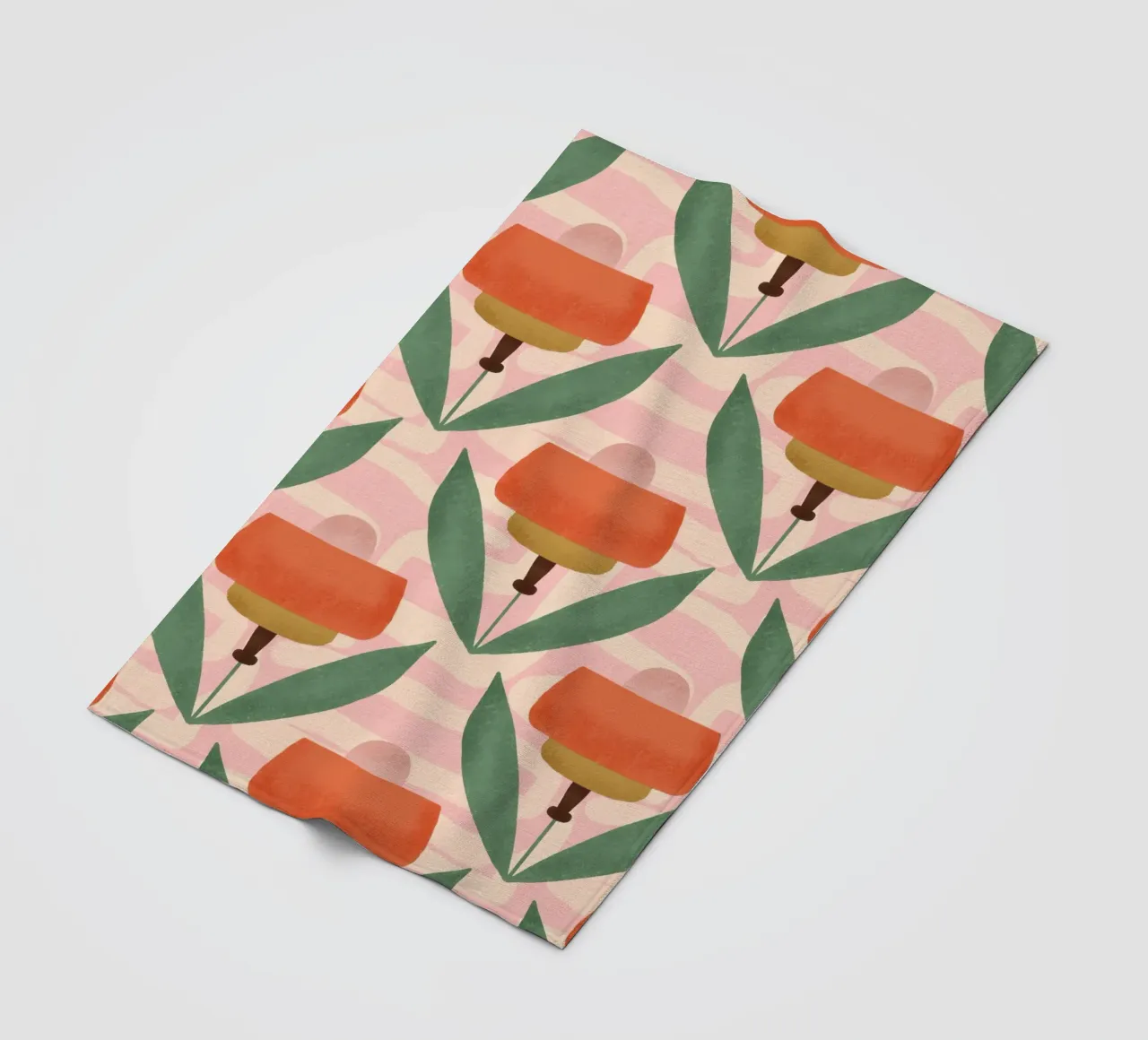 Papaveri botanici retrò - Fiore moderno del metà secolo rosa coperta in pile da susanacosta