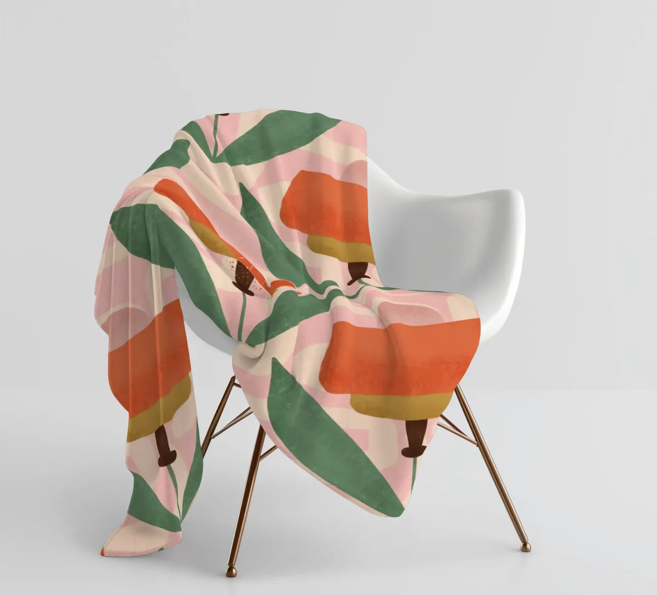 Papaveri botanici retrò - Fiore moderno del metà secolo rosa coperta in pile da susanacosta