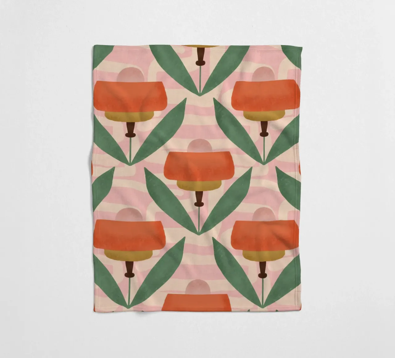 Papaveri botanici retrò - Fiore moderno del metà secolo rosa coperta in pile da susanacosta
