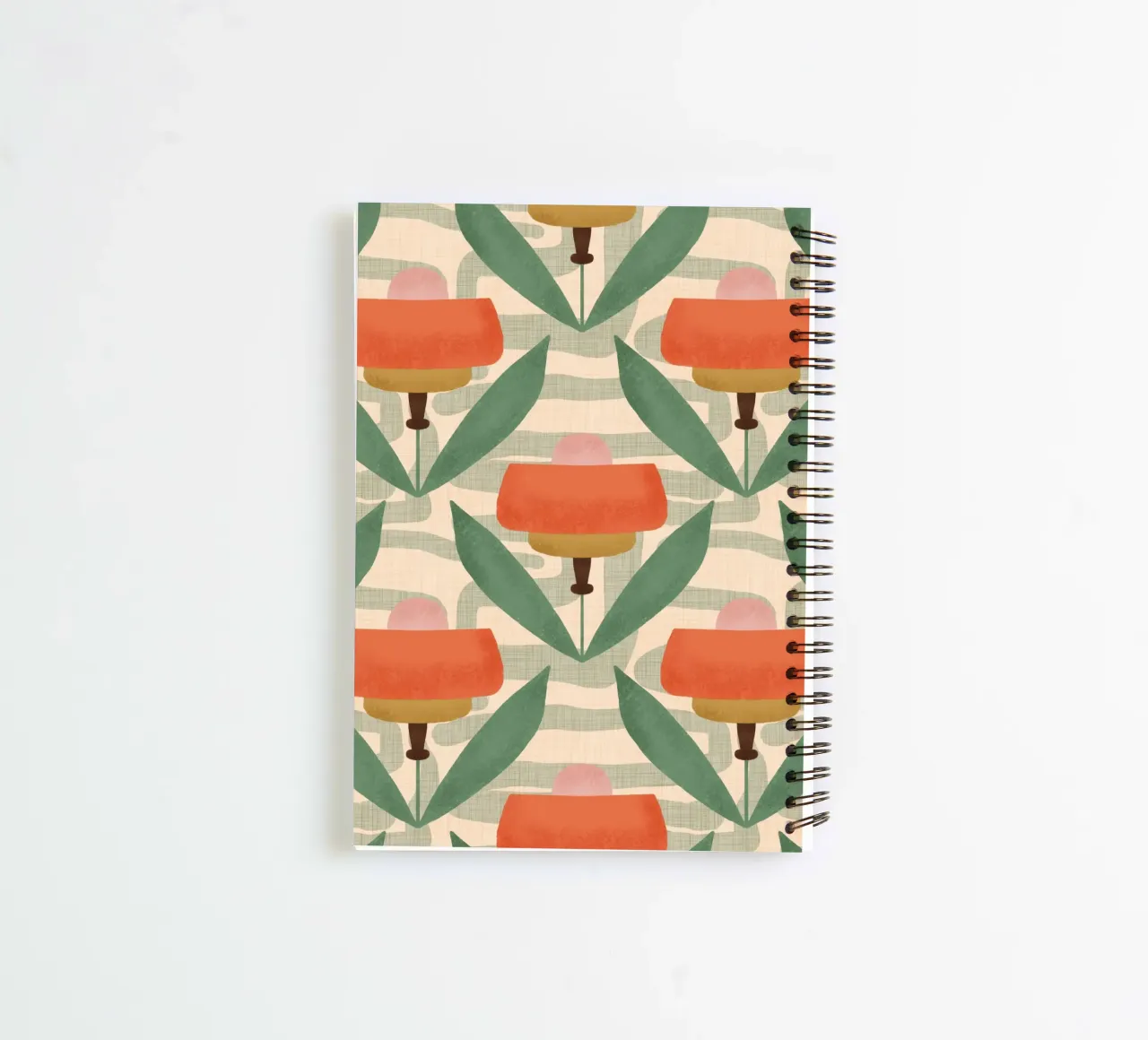 Retro Botanical Poppies - Mid Century Modern Flower Sage spiral notebook by susanacosta
