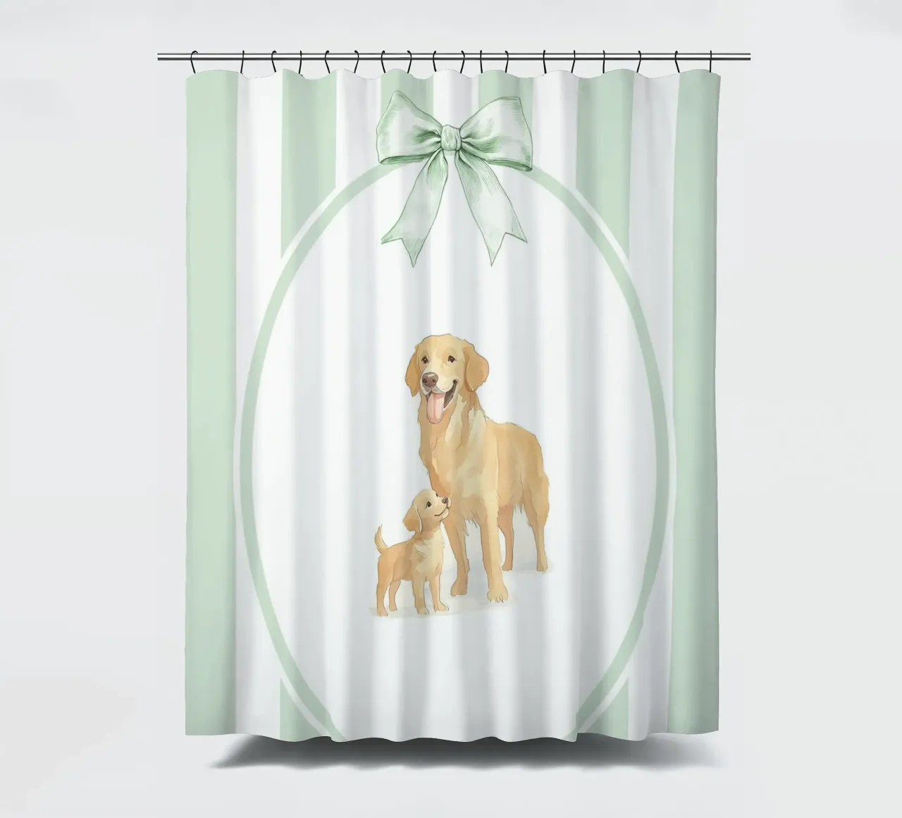 Golden Retriever and Puppy in Nature shower curtain by Jungle Joy Art