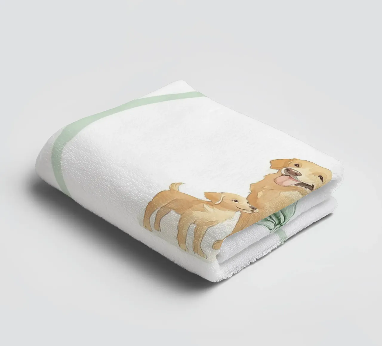 Golden Retriever et chiot dans la nature serviette de bain de Jungle Joy Art