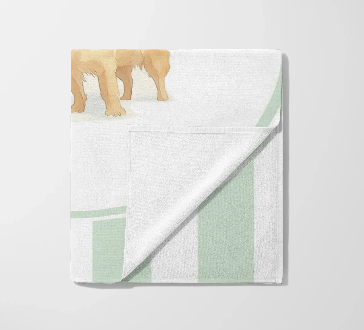 Golden Retriever and Puppy in Nature beach towel by Jungle Joy Art