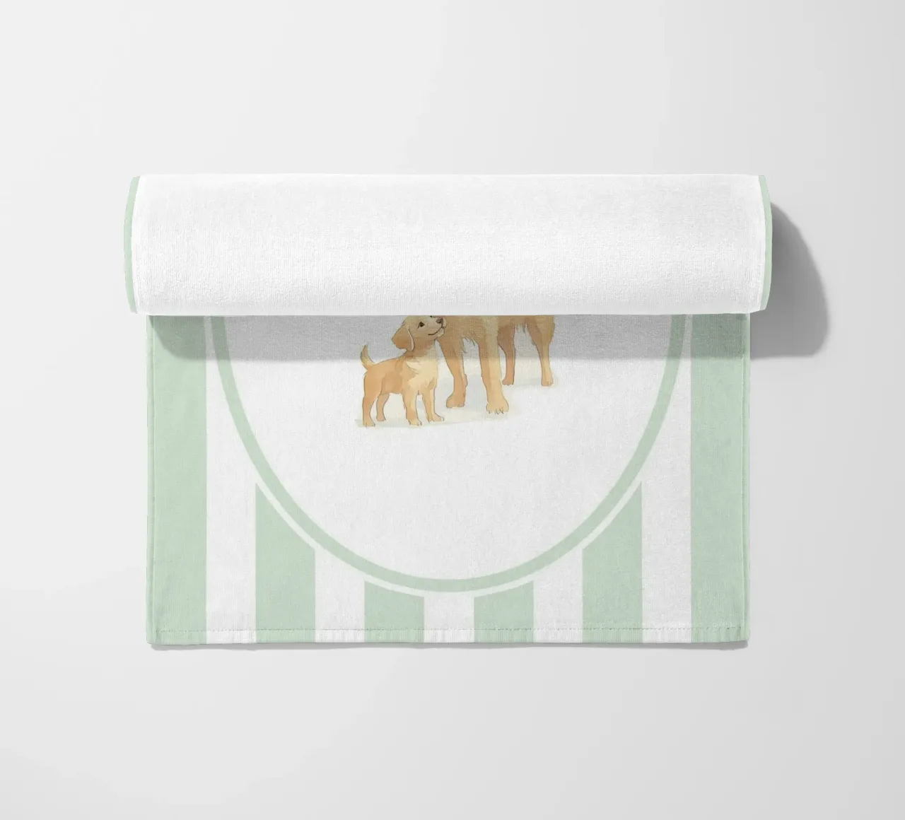 Golden Retriever and Puppy in Nature beach towel by Jungle Joy Art