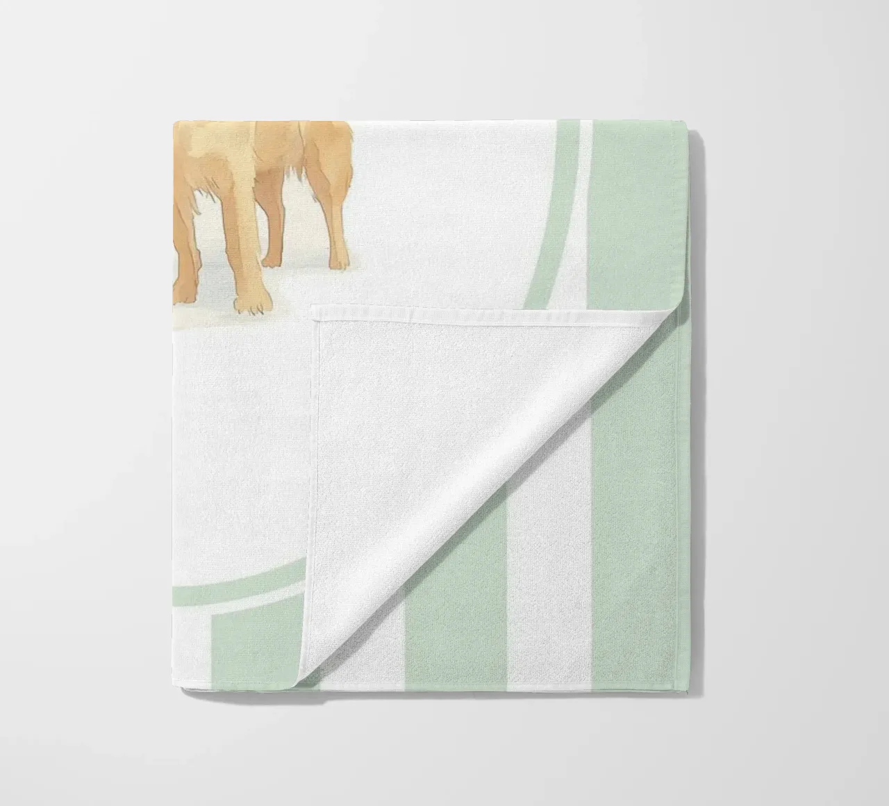 Golden Retriever and Puppy in Nature beach towel by Jungle Joy Art