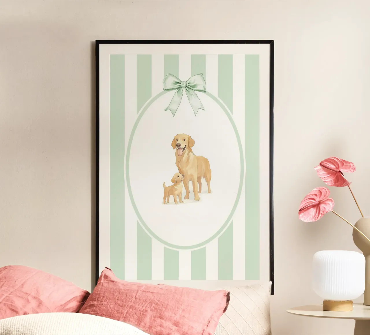 Golden Retriever e cucciolo nella natura carta hahnemühle da Jungle Joy Art