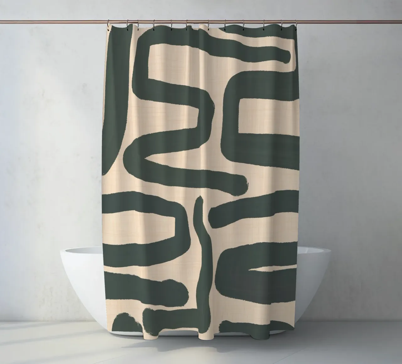 Labirinto astratto retrò - Linee moderne di metà secolo Verde tenda da doccia da susanacosta