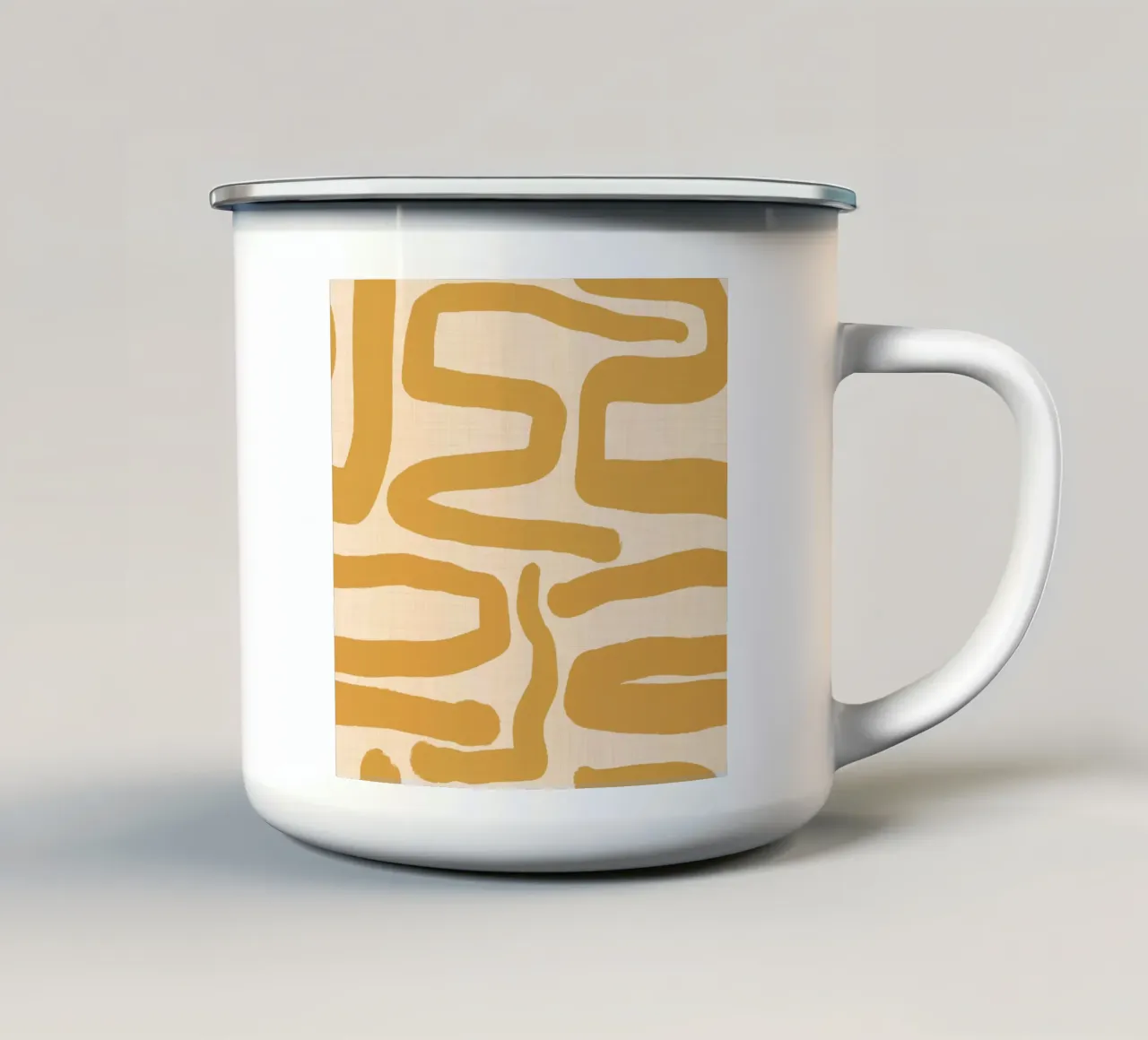 Labirinto astratto retrò - Linee moderne del medio secolo - Giallo tazza in smalto da susanacosta