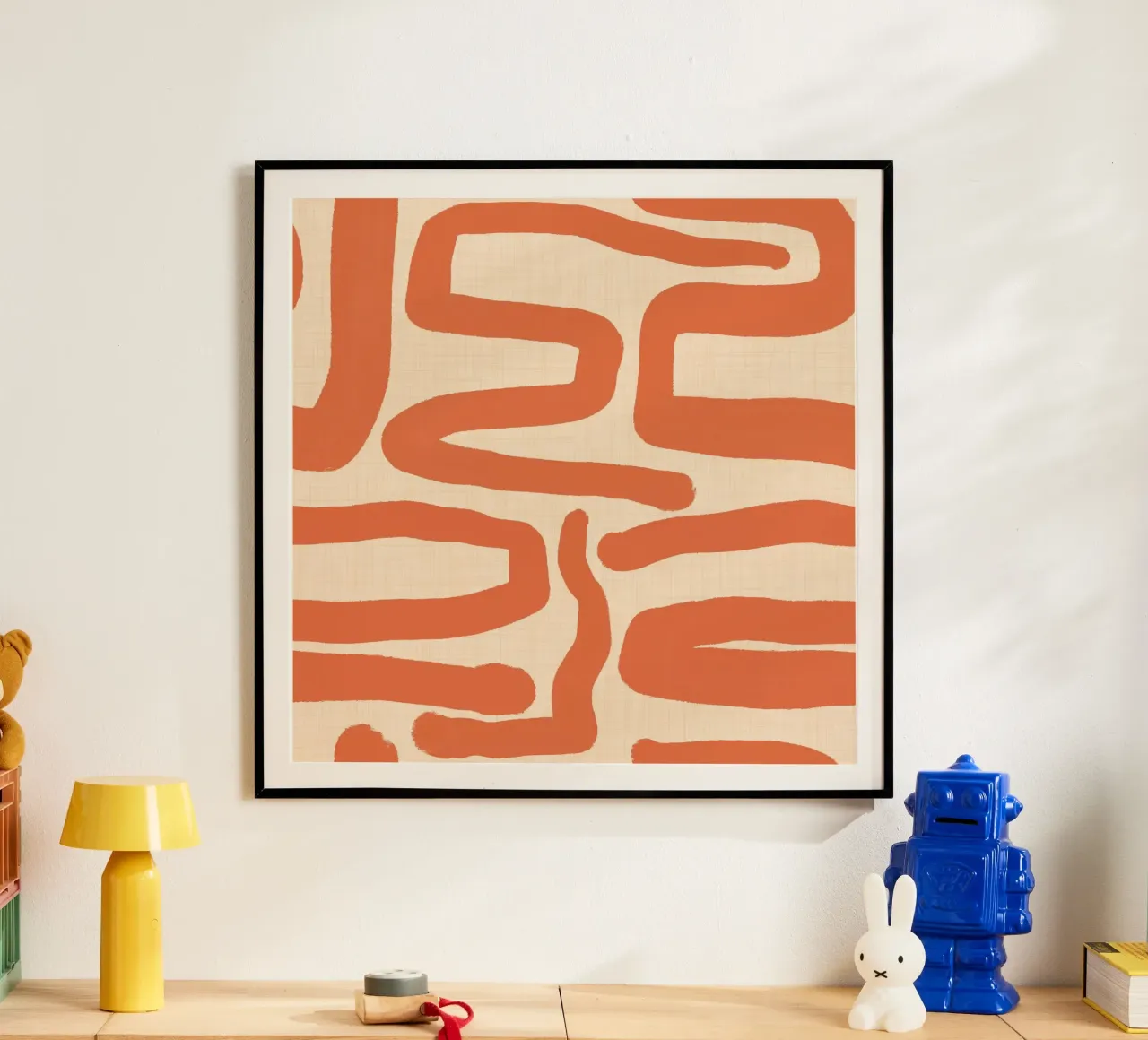 Labirinto astratto retrò - Linee moderne di metà secolo Arancione carta hahnemühle da susanacosta