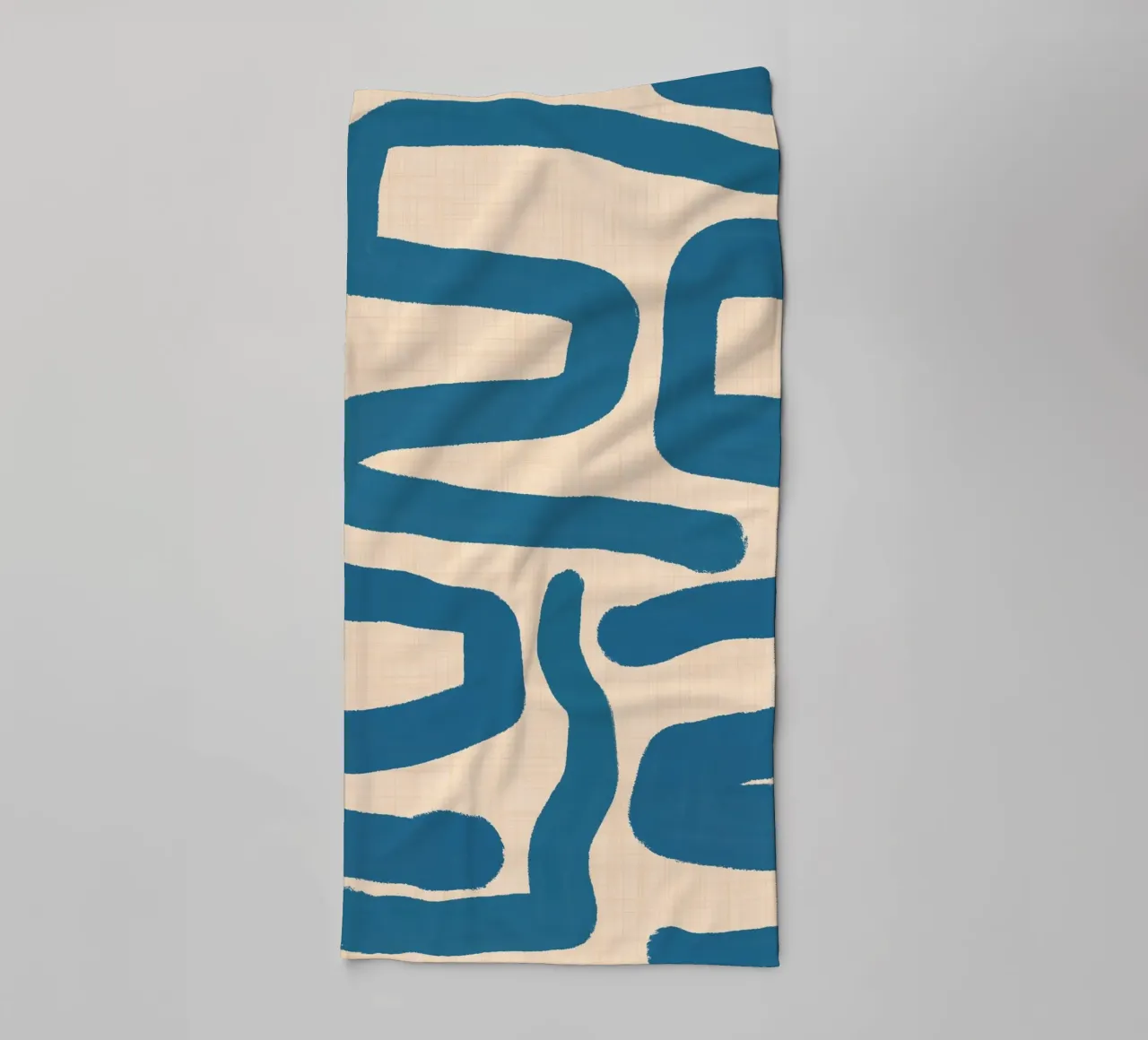 Abstraktes Retro-Labyrinth - Mid Century Modern Lines Blau Handtuch von susanacosta