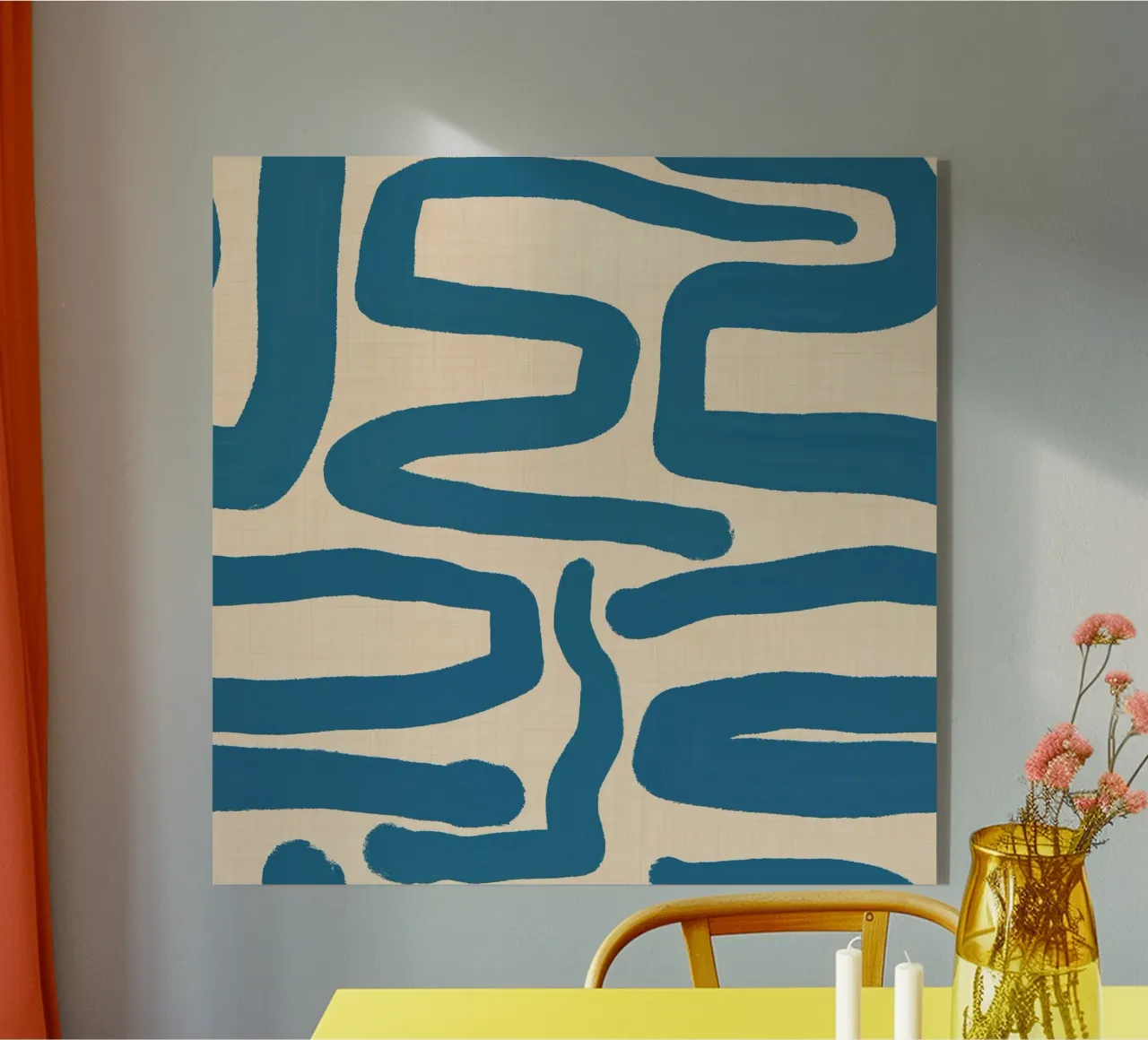 Labirinto astratto retrò - Linee moderne di metà secolo Blu plexiglass da susanacosta