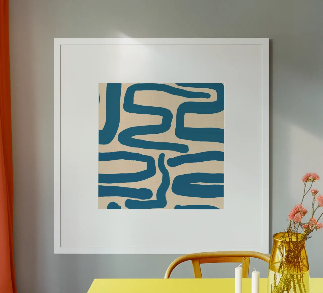 Labirinto astratto retrò - Linee moderne di metà secolo Blu poster da susanacosta