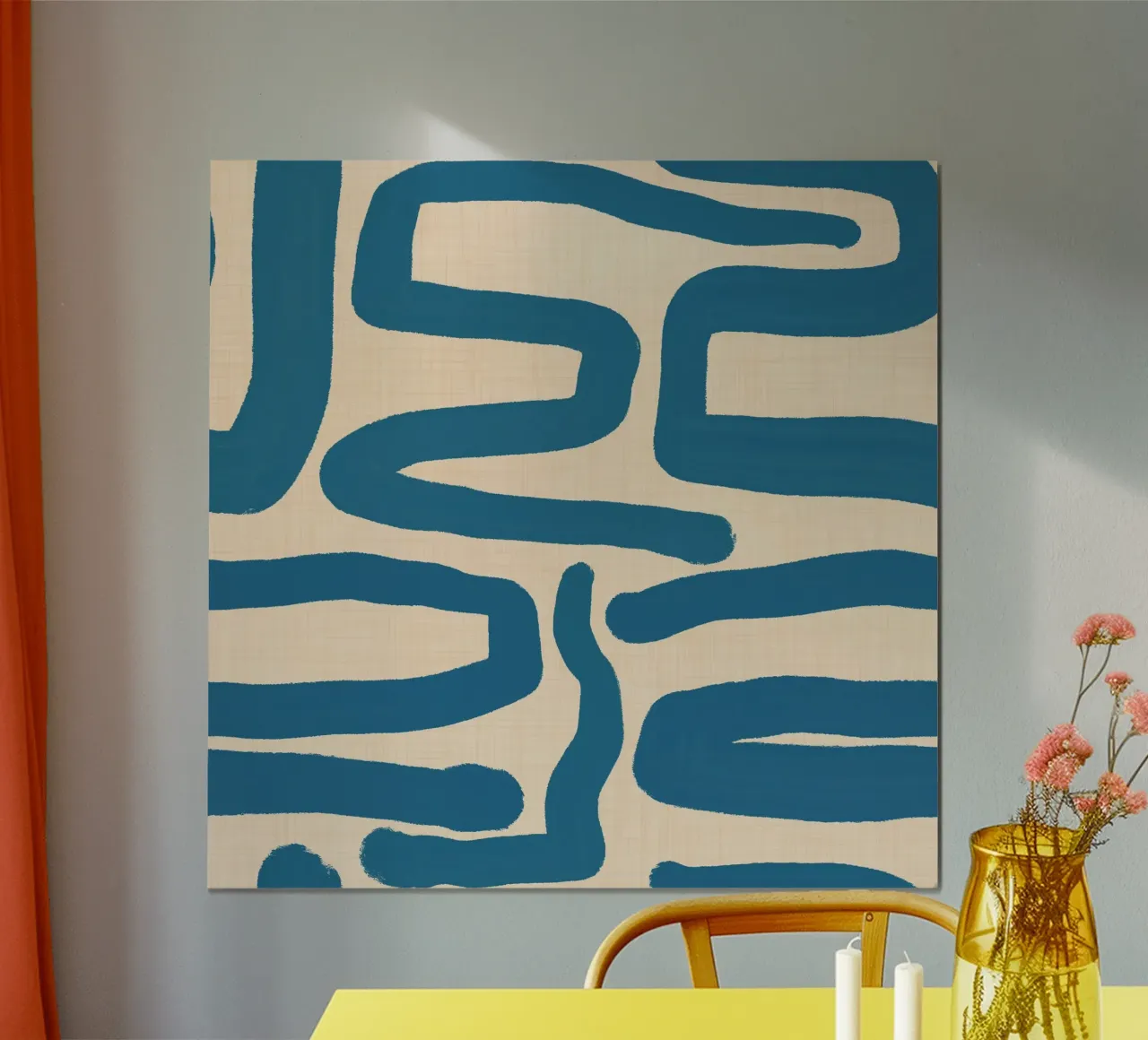 Labirinto astratto retrò - Linee moderne di metà secolo Blu poster da susanacosta