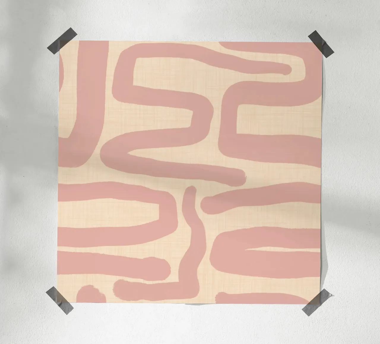 Labirinto astratto retrò - Linee moderne di metà secolo Rosa carta hahnemühle da susanacosta
