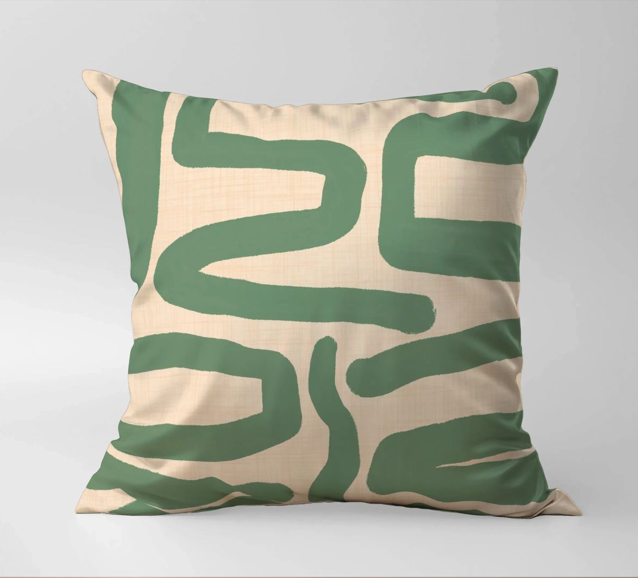 Abstract Retro Maze - Mid Century Modern Lines Sage decorative cushion by susanacosta