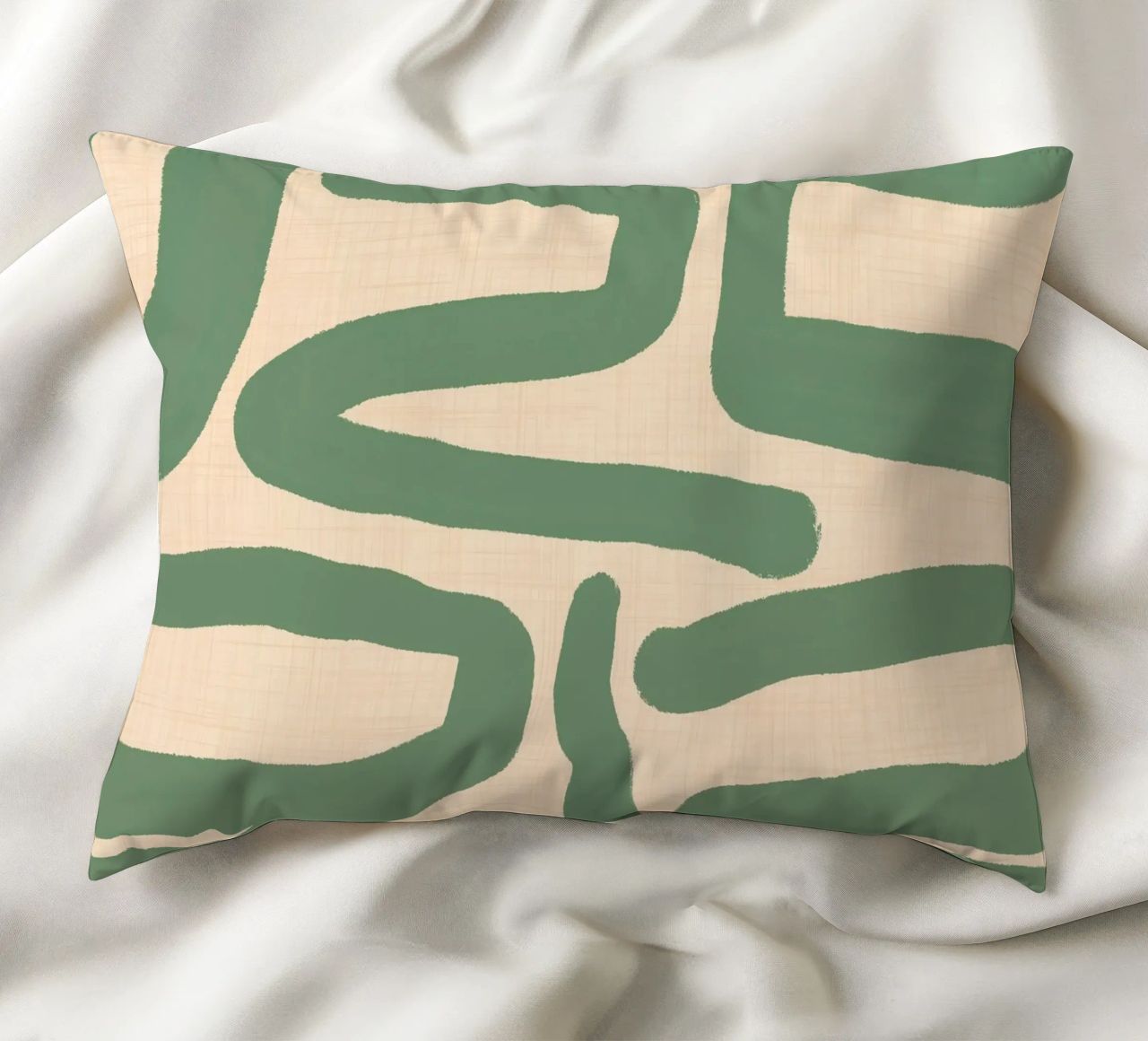 Abstract Retro Maze - Mid Century Modern Lines Sage decorative cushion by susanacosta