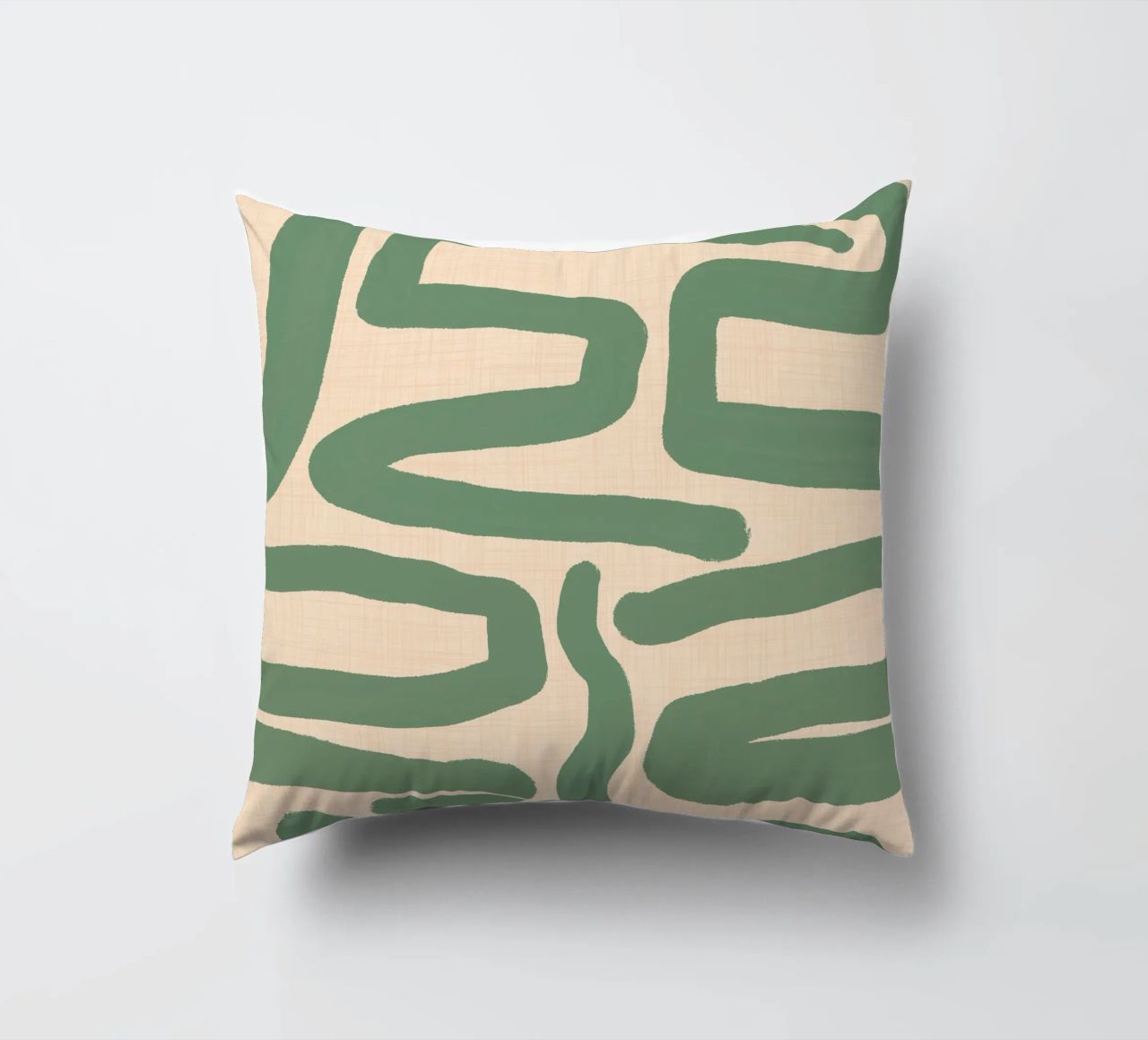 Abstract Retro Maze - Mid Century Modern Lines Sage decorative cushion by susanacosta