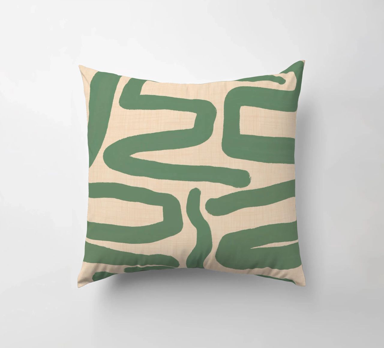 Abstract Retro Maze - Mid Century Modern Lines Sage decorative cushion by susanacosta
