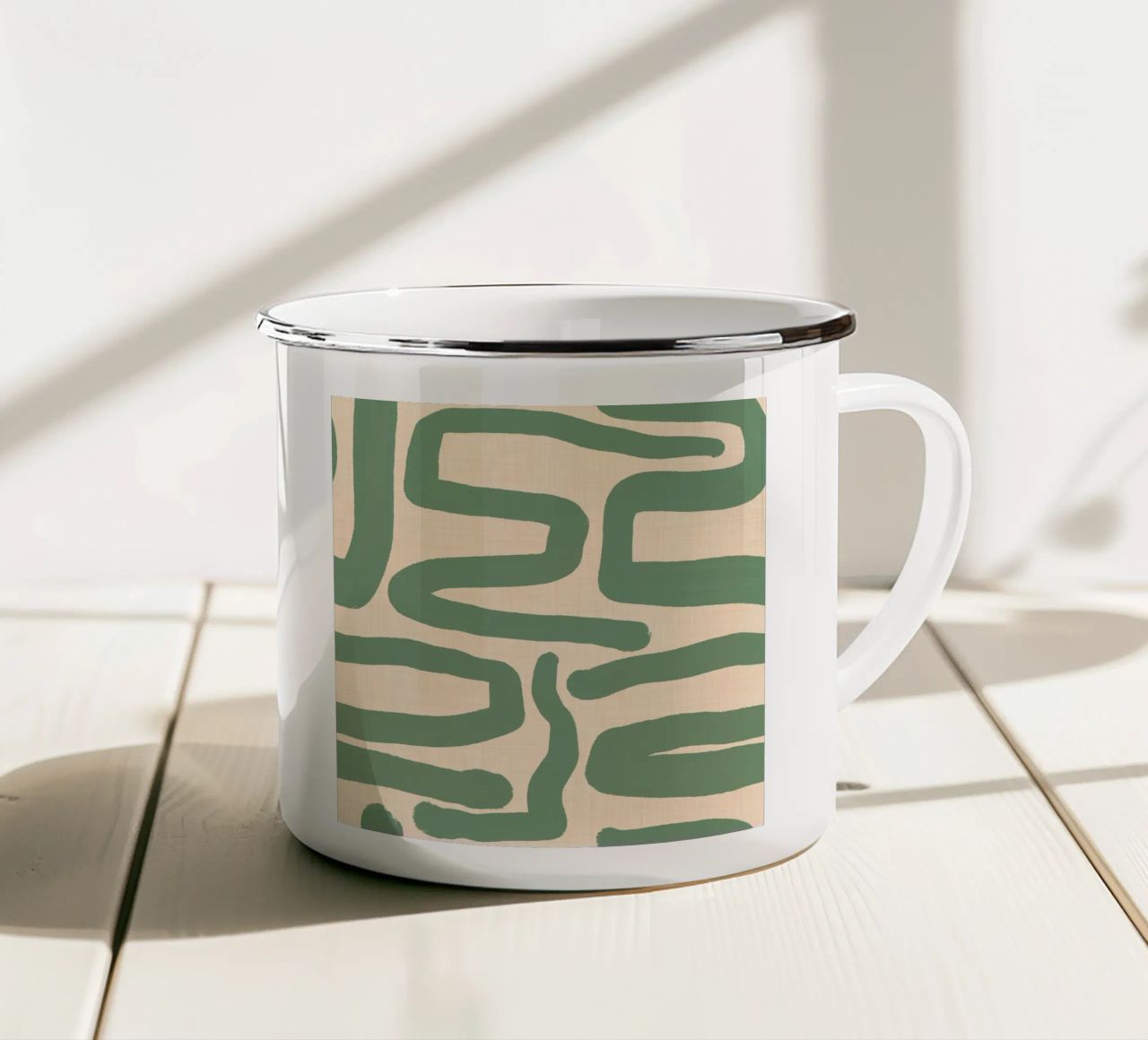 Labirinto astratto retrò - Linee moderne di metà secolo Salvia tazza in smalto da susanacosta