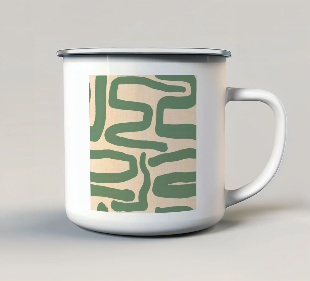 Labirinto astratto retrò - Linee moderne di metà secolo Salvia tazza in smalto da susanacosta