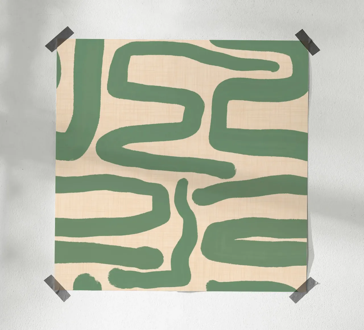 Labirinto astratto retrò - Linee moderne di metà secolo Salvia poster da susanacosta