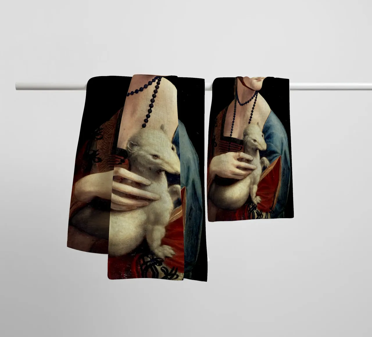 Leonardo da Vinci - Dame mit dem Hermelin towel by Old Masters