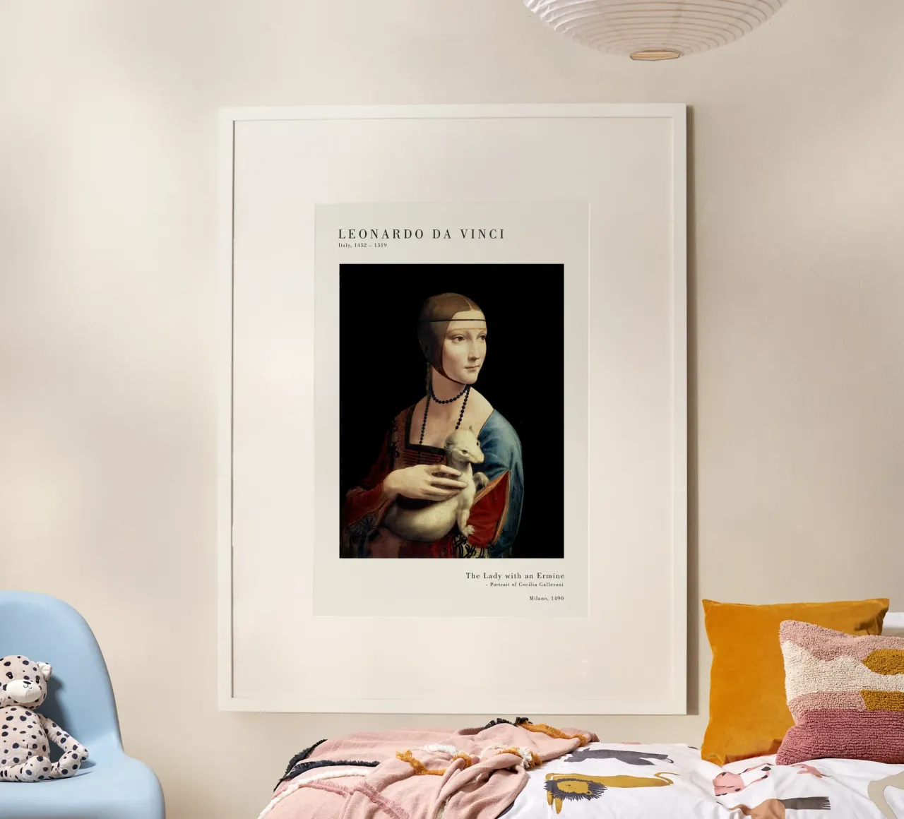 Leonardo da Vinci - Dame mit dem Hermelin poster con telaio in alluminio da Old Masters