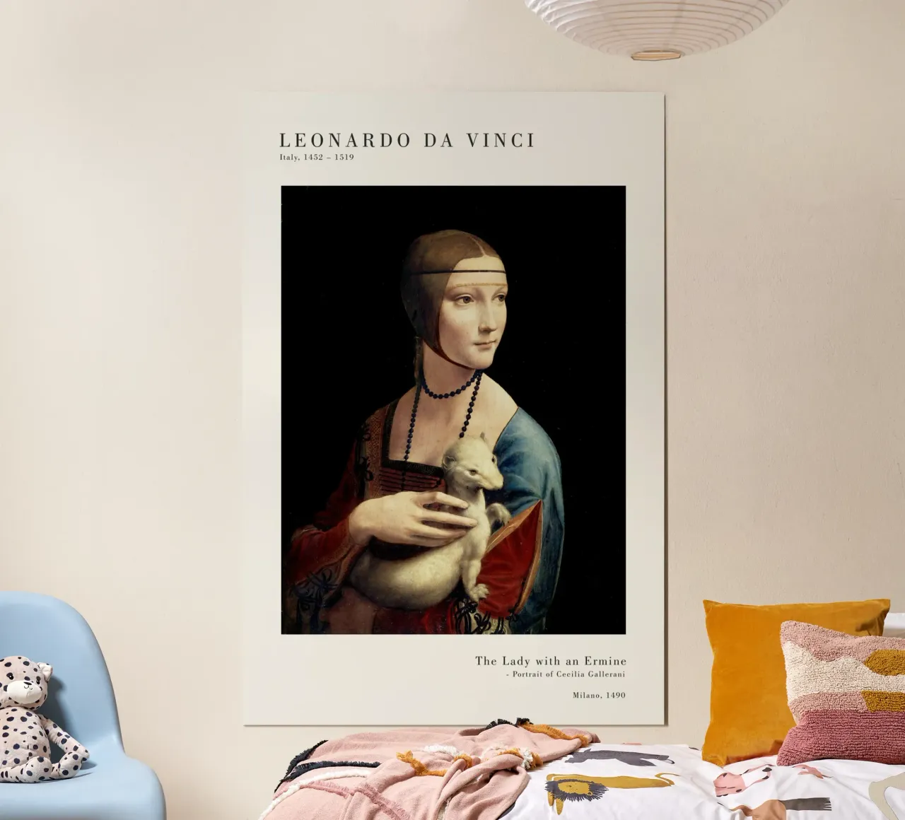 Leonardo da Vinci - Dame mit dem Hermelin poster con telaio in alluminio da Old Masters