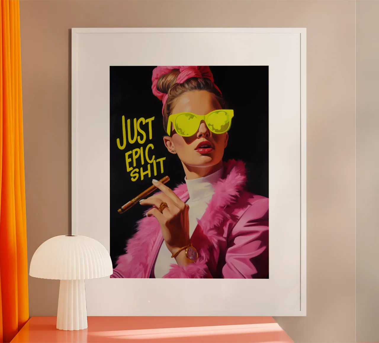 Just Epic Shit | Pop Art Neon Portrait poster con telaio in plastica da Autofocus