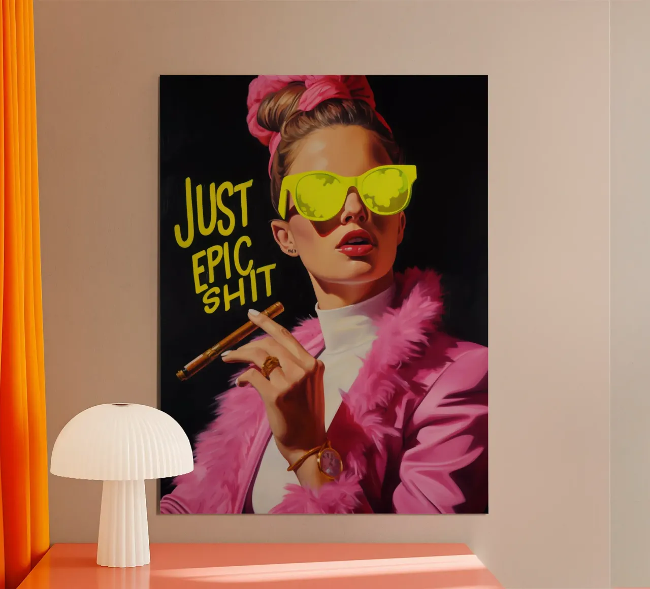 Just Epic Shit | Pop Art Neon Portrait poster con telaio in plastica da Autofocus