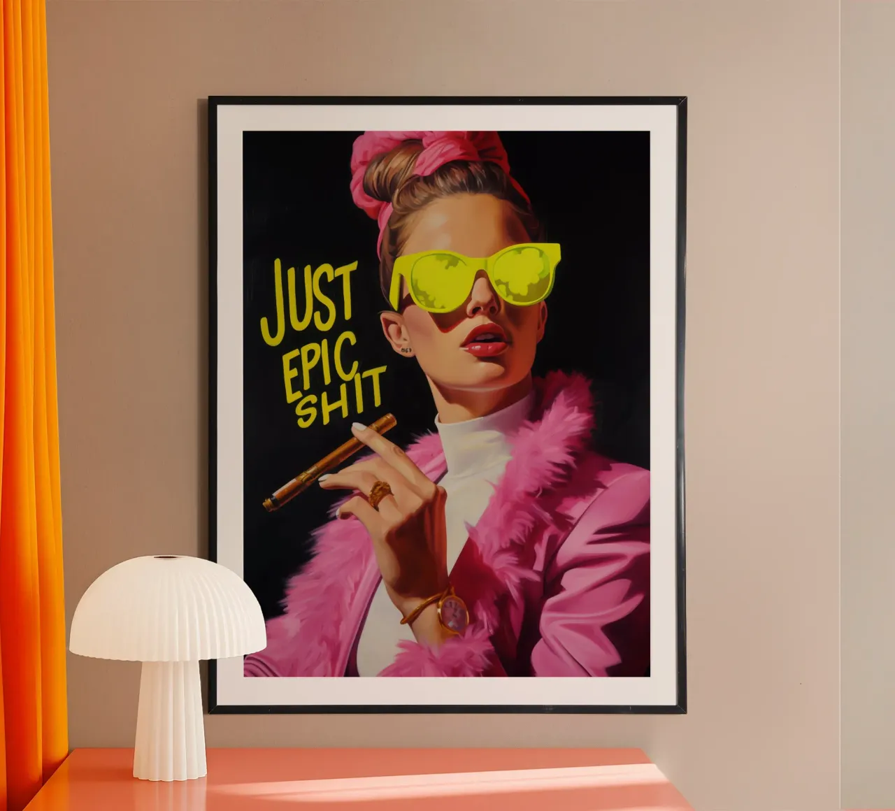 Just Epic Shit | Pop Art Neon Portrait poster con telaio in plastica da Autofocus