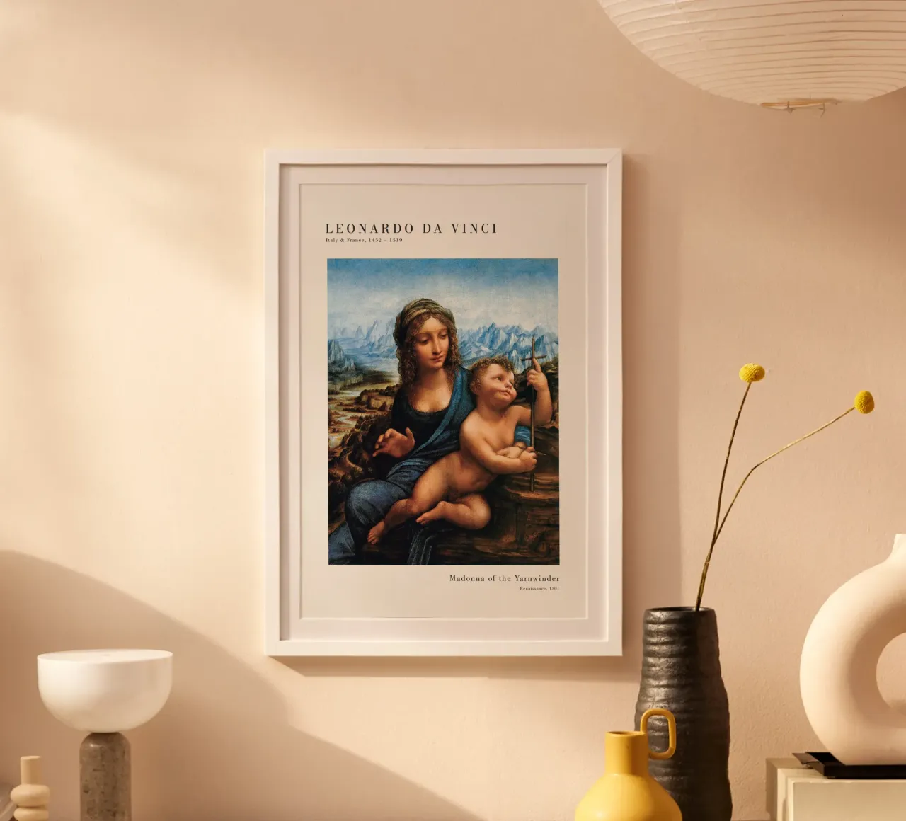 Leonardo da Vinci - Madonna of the Yarnwinder poster con telaio in legno da Old Masters