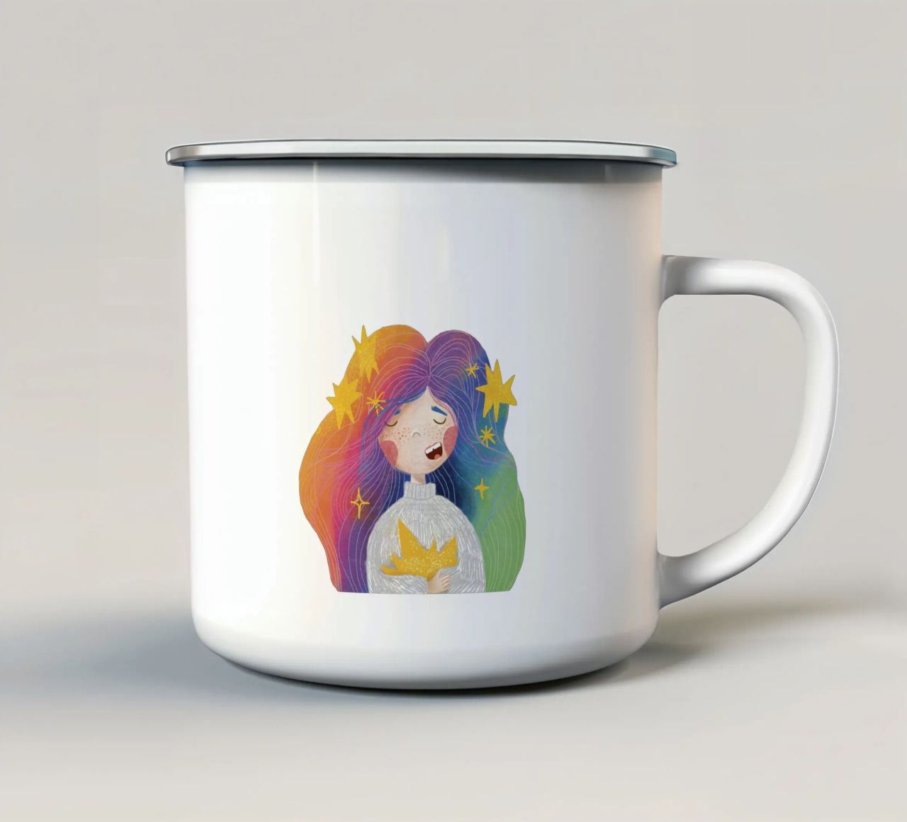 Magica ragazza arcobaleno tazza in smalto da Honigbrombeere