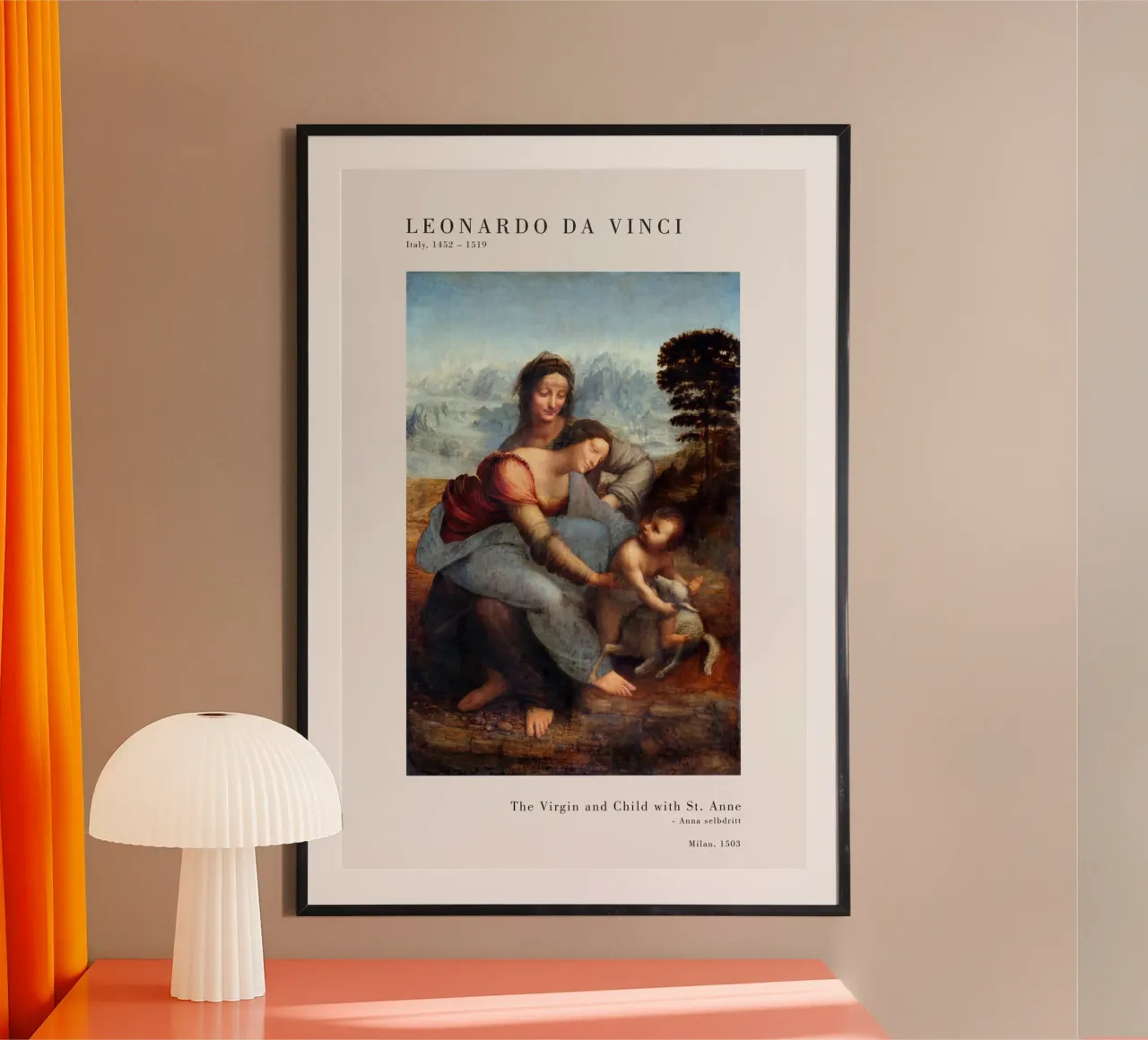 Leonardo da Vinci - Die Jungfrau und das Kind poster con telaio in plastica da Old Masters