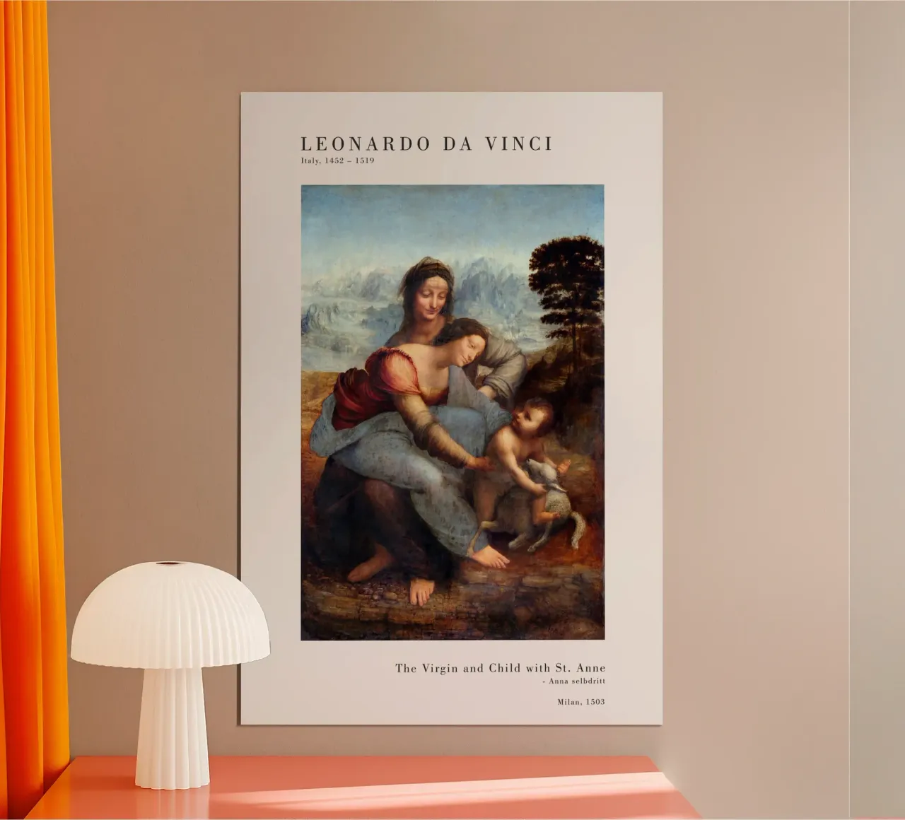 Leonardo da Vinci - Die Jungfrau und das Kind poster con telaio in plastica da Old Masters