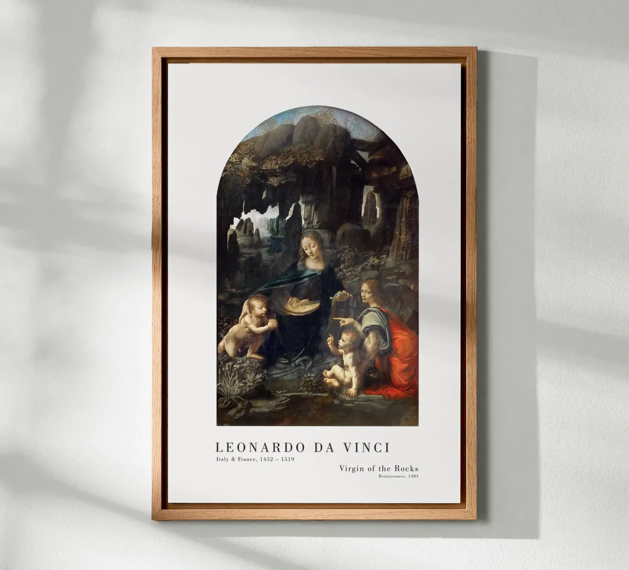Leonardo da Vinci - Jungfrau auf dem Felsen canvas met Baklijst van Old Masters