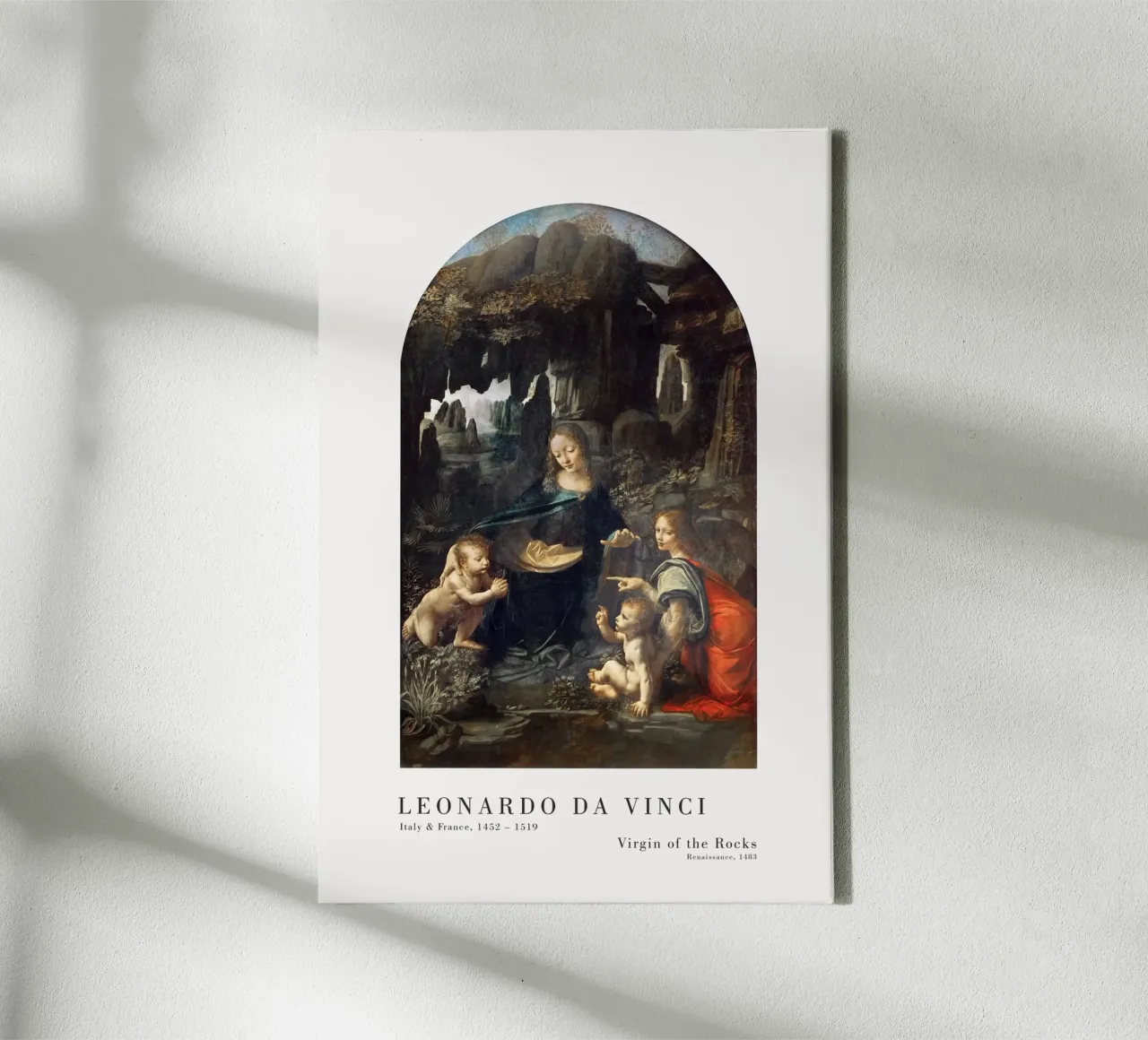 Leonardo da Vinci - Jungfrau auf dem Felsen canvas met Baklijst van Old Masters